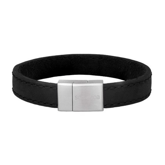 Nordahl Andersen Son of Noa herrearmbånd i sort læder med syning 19–23 cm